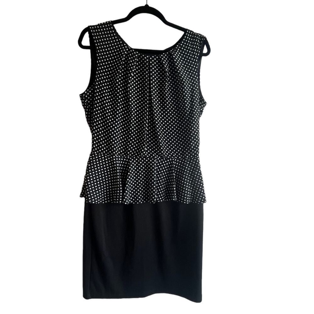 Enfocus Studio Ruffled Pencil Skirt Dress 12 Black White Sleeveless Mob Wife